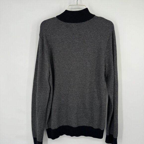 Michael Kors Gray Full-Zip Cotton SweaterBlack Trim Mens Size Large - Picture 12 of 12